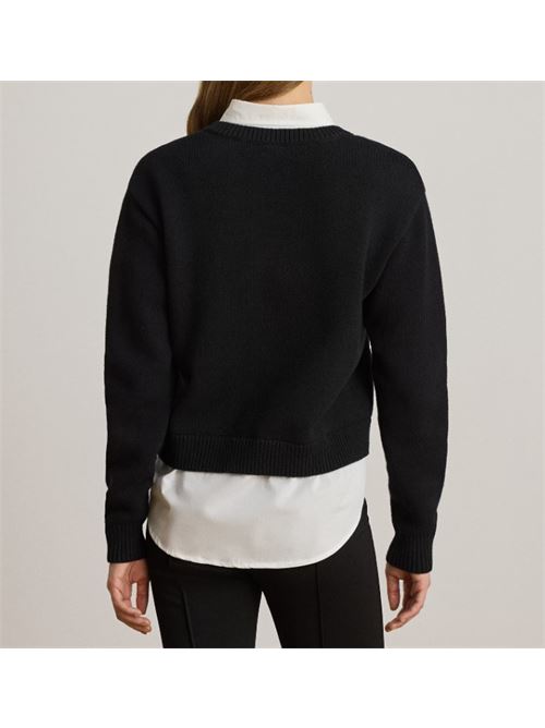 Maglia in cotone con bottoni LAUREN RALPH LAUREN | 200B24254001.BLACK/WHI